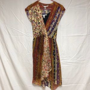 Diane Von Furstenburg silk metallic 2 piece dress